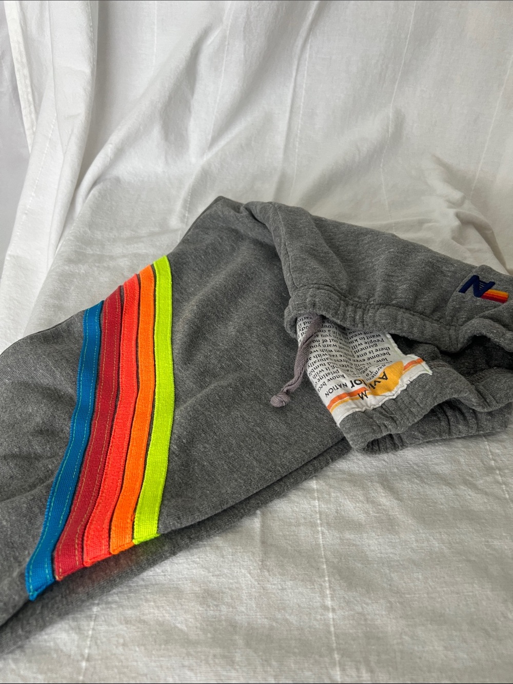 Aviator Nation Sweatpants-Neon Rainbow Side Stripes